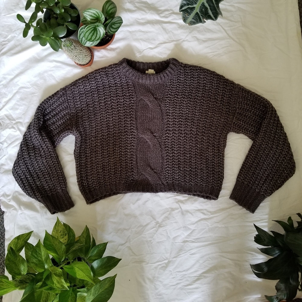 Gray chunky knit sweater from garage